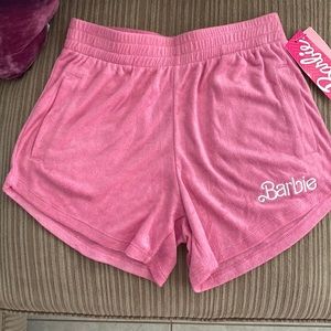 NWT Barbie Terry cloth pink shorts with white Barbie™️ embroiderie. Medium.